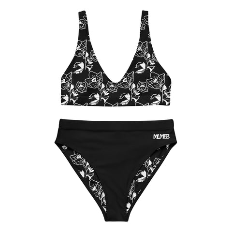 MLMEB - Black/White Flower High-Waisted Bikini